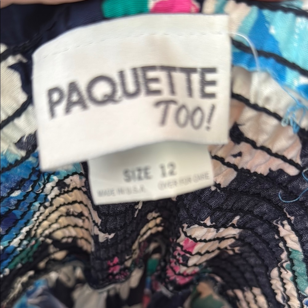 Pink and Blue Floral Midi Dress with Puff Sleeves H-17 - Picture 4 of 6